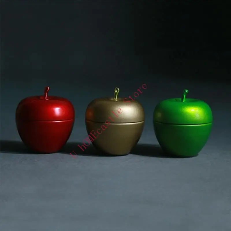 63HF for Apple Shaped Mini Tin Tea Suger Candy Sealed Coffee Storage Box Metal for Ca