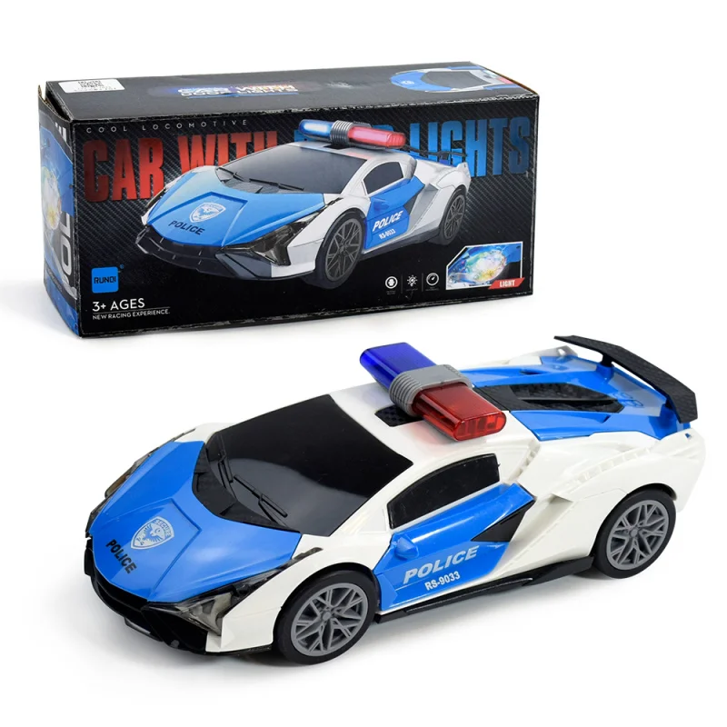 Carro de corrida elétrico da polícia das crianças deformação universal da roda com luz da música, presente do brinquedo dos esportes do carro elétrico dos meninos