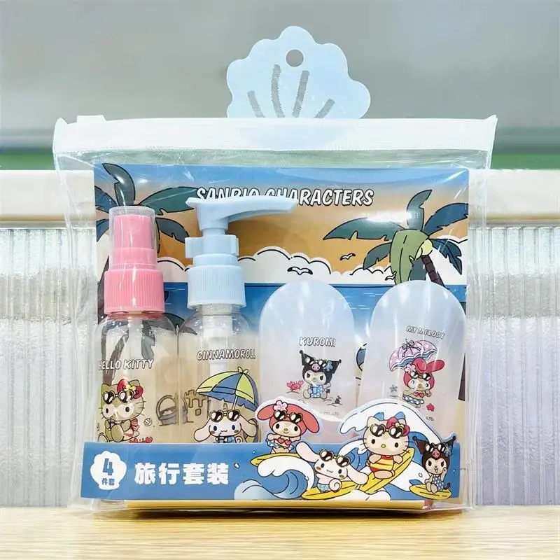 

Cute Hello Kitty Travel Bottles Set 4pcs Portable Leakproof Refillable Cosmetic Jars Approved Toiletry Containers for Liquids