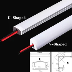 Tira de luces LED duras para iluminación interior, lámpara plana rígida de canal de aluminio, cc 12V, 50CM, 20 pulgadas, SMD5730, 36LED, forma de U/V