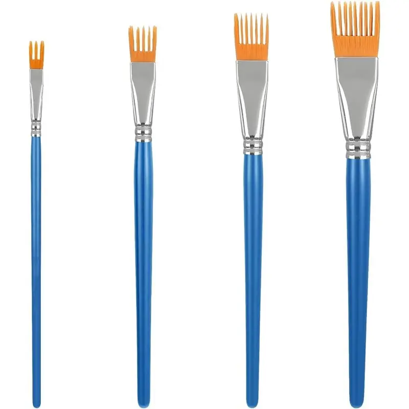 B48A Grainer Brush Set(4Pcs), Comb Artist Brush, For Acrylic Paint, Rake Brushes For Painting With Birch Wood Handle