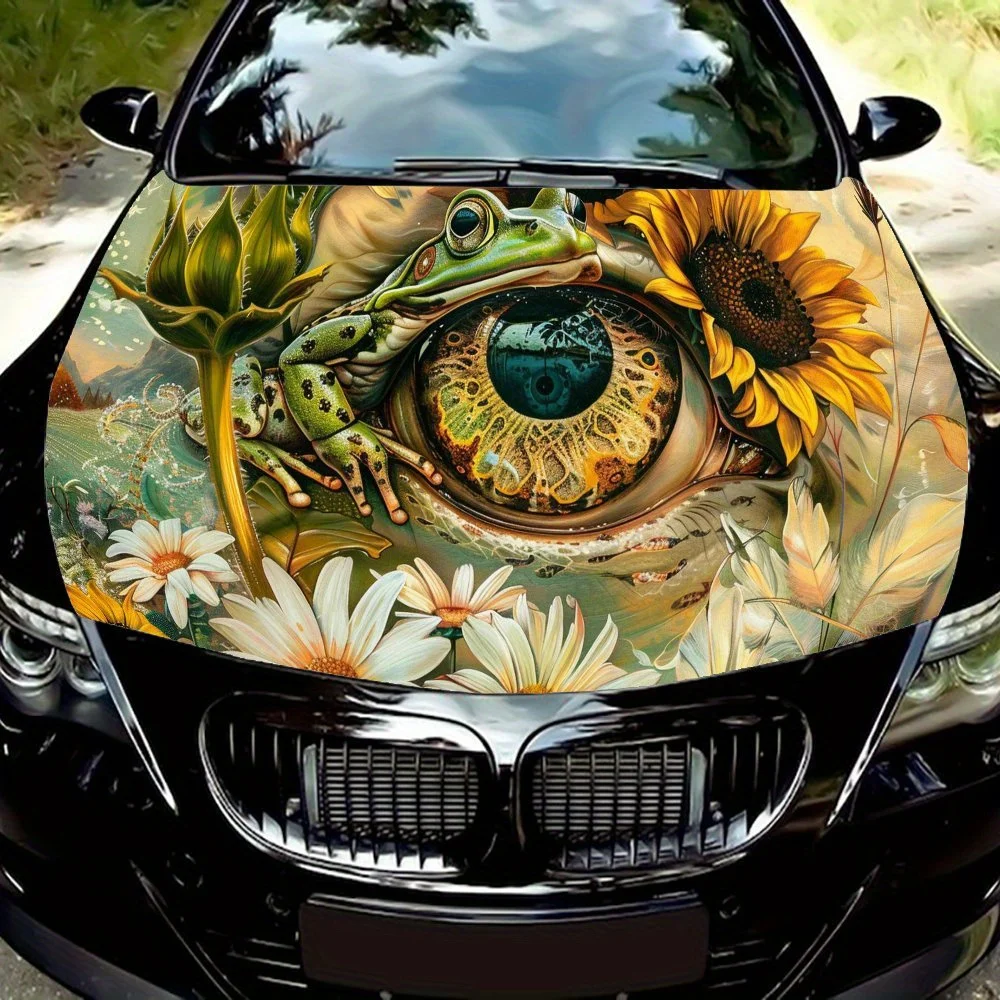 

Big eyed frog Pattern car hood stickers, waterproof self-adhesive, scratch resistant, easy to stick, durable car PVC stickers, c