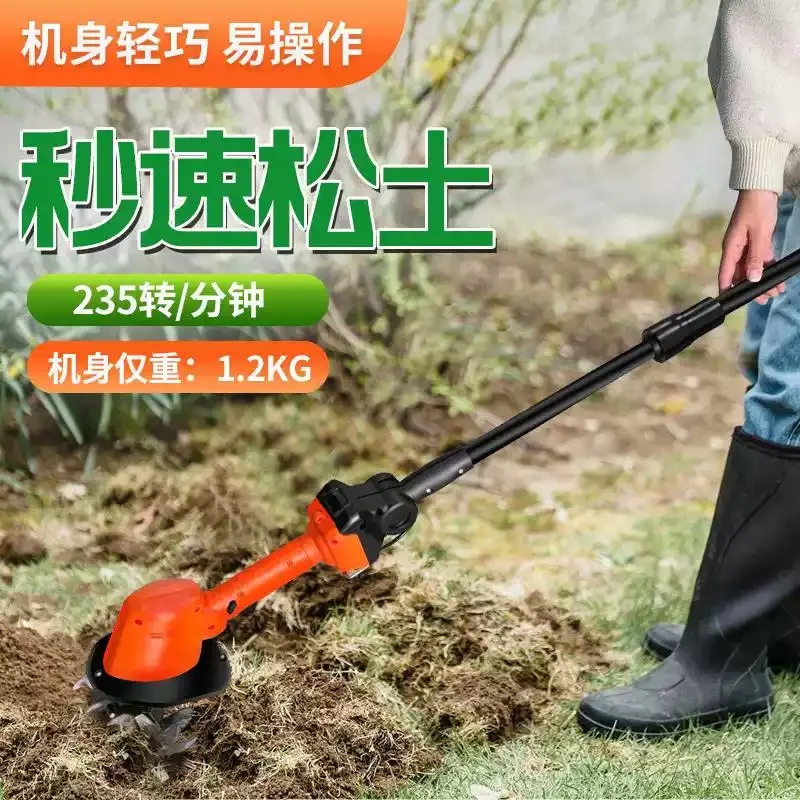 Handheld Lithium‑Battery Electric Tiller Cultivator For Garden Home Soil Tilling Weeding Trenching Work view 3