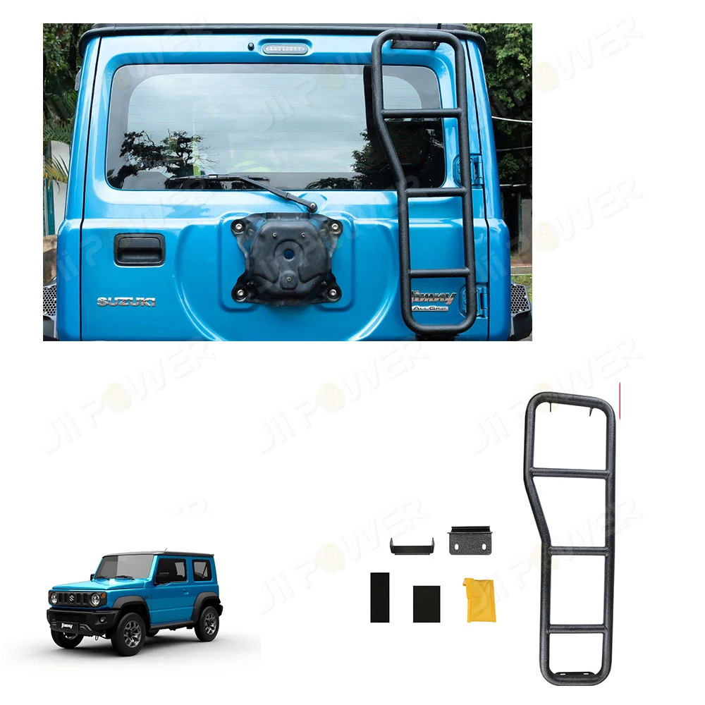 

JP16 ODM Jimny JB74 Strong and Light Rear Step Back Cargo Aluminium Tail Door Roof Ladder for Suzuki Jimny JC74 JB64 2024 2018+
