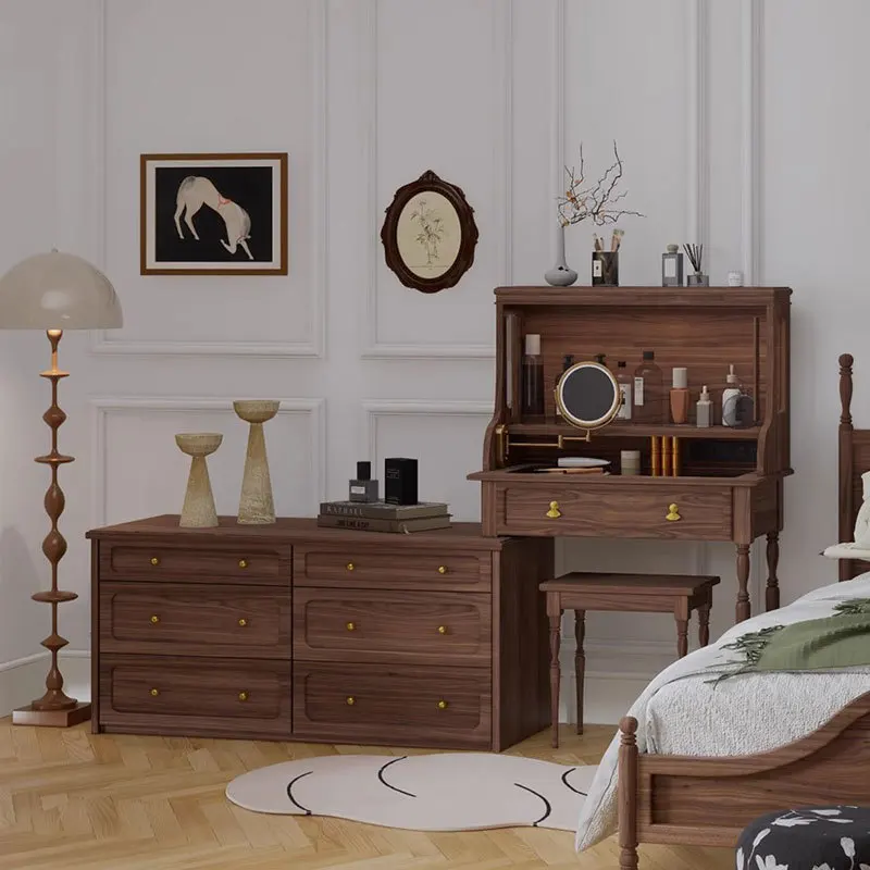 

North America, retro solid wood, makeup table, small apartment, dresser, bedside chest, integrated