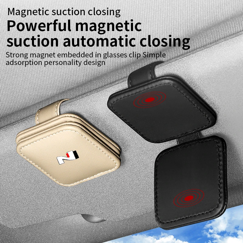 Car Eyeglasses Holder Sun Glasses Storage Clip Case For Hyundai N Line Performance I20 IX35 I30 Sonata Elantra Veloster Kona