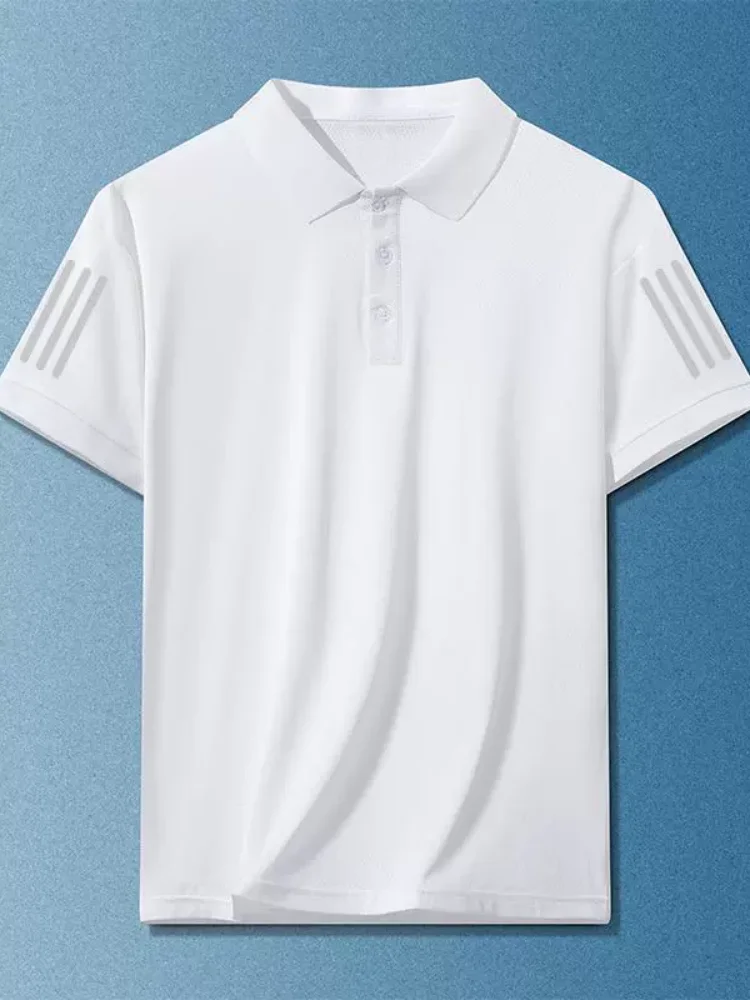 Men's Summer Lightweight Breathable Polo Shirt Short Sleeve Loose Fit Casual Top with Collar