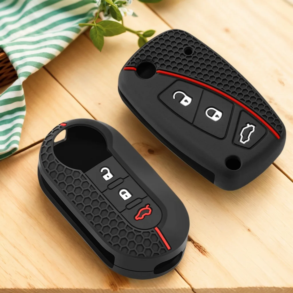 3Buttons Silicone Car Flip Key Case Cover for Fiat Ducato 500 500L Panda Grande Punto Lancia Musa Auto Shell Fob Accessories
