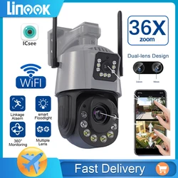 Linook, zoom ottico 36X, telecamera esterna CCTV 360 wireless wifi, 3K 6MP, chiamata bidirezionale, allarme di tracciamento automatico, impermeabile IP66