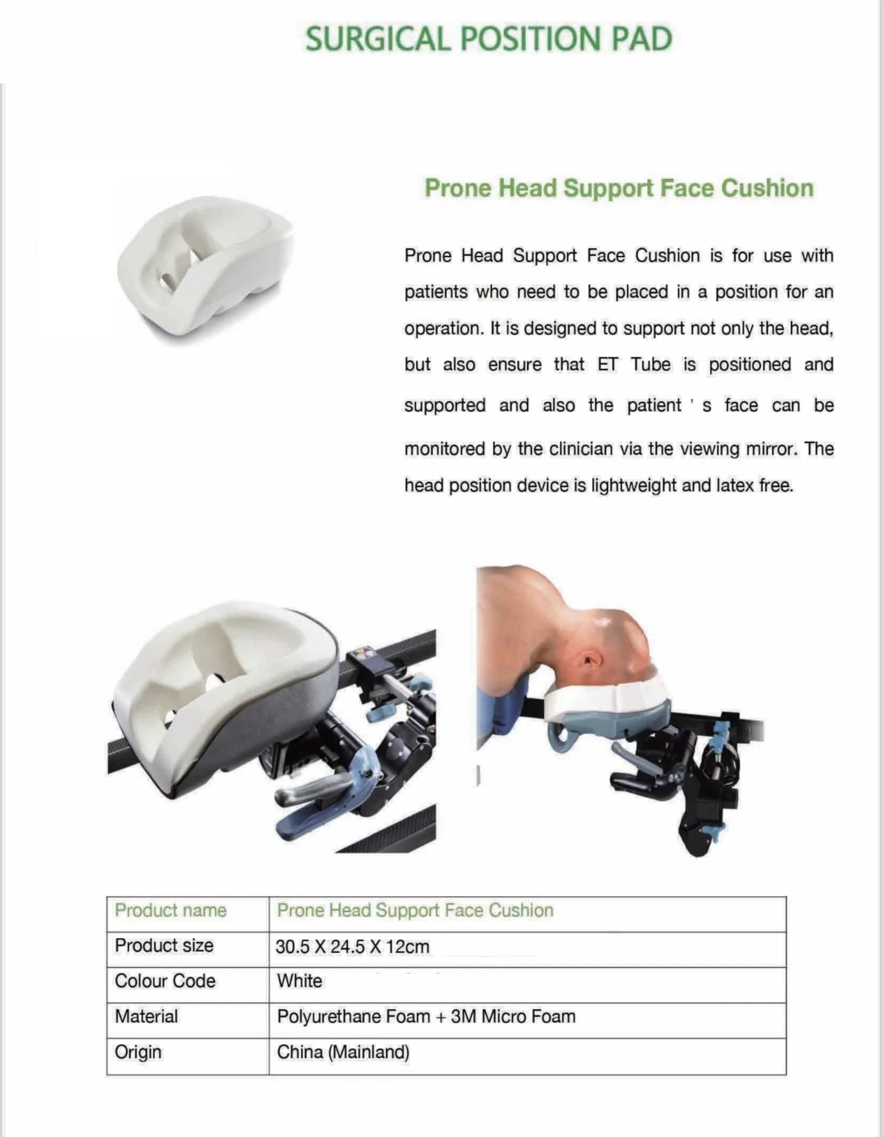 مسند الرأس الاحترافي لوضع الإسفنج الممتاز للإجراءات المناسبة لإعادة تأهيل دعم المعرضة الجراحية الطبية #5