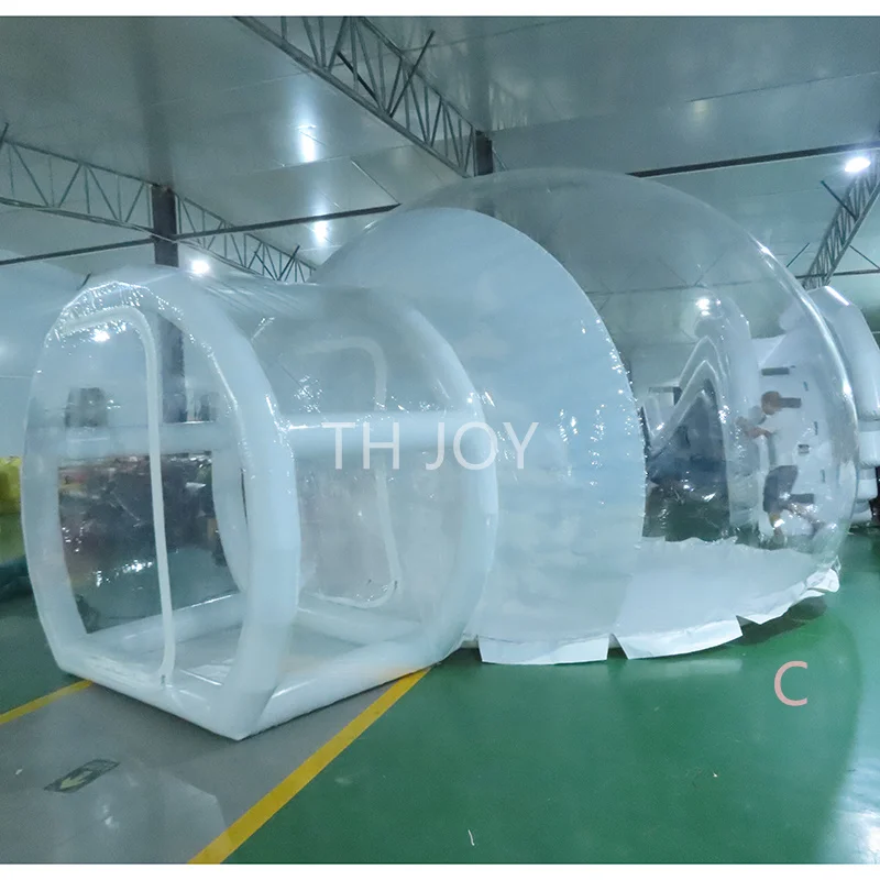 Schnelles Luftschiff zur Tür, riesiger aufblasbarer Weihnachts-Schneekugel zum Fotografieren, aufblasbares Blasenhaus in menschlicher Größe mit Tunnel