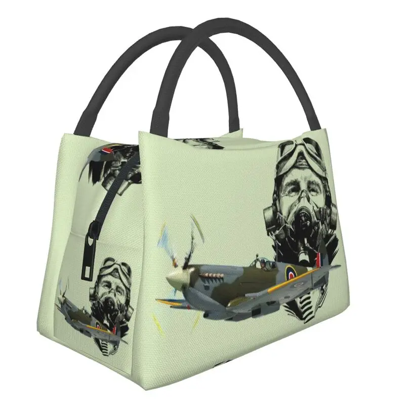 

Pilot Spitfire Insulated Lunch Bag for Work Office Air Fighter Army Helmet Portable Thermal Cooler Bento Box Women