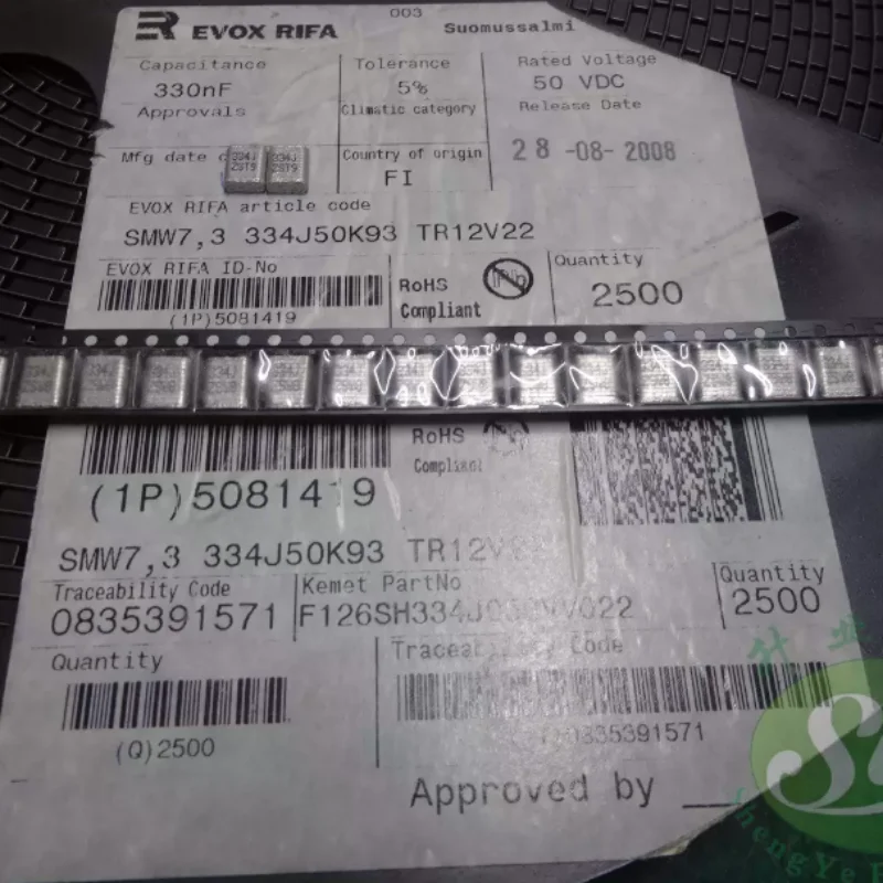 10pcs-100pcs KEME RIFA SMW7.3 0.33uf/50v 330nf u33 334 brand new patch film capacitor