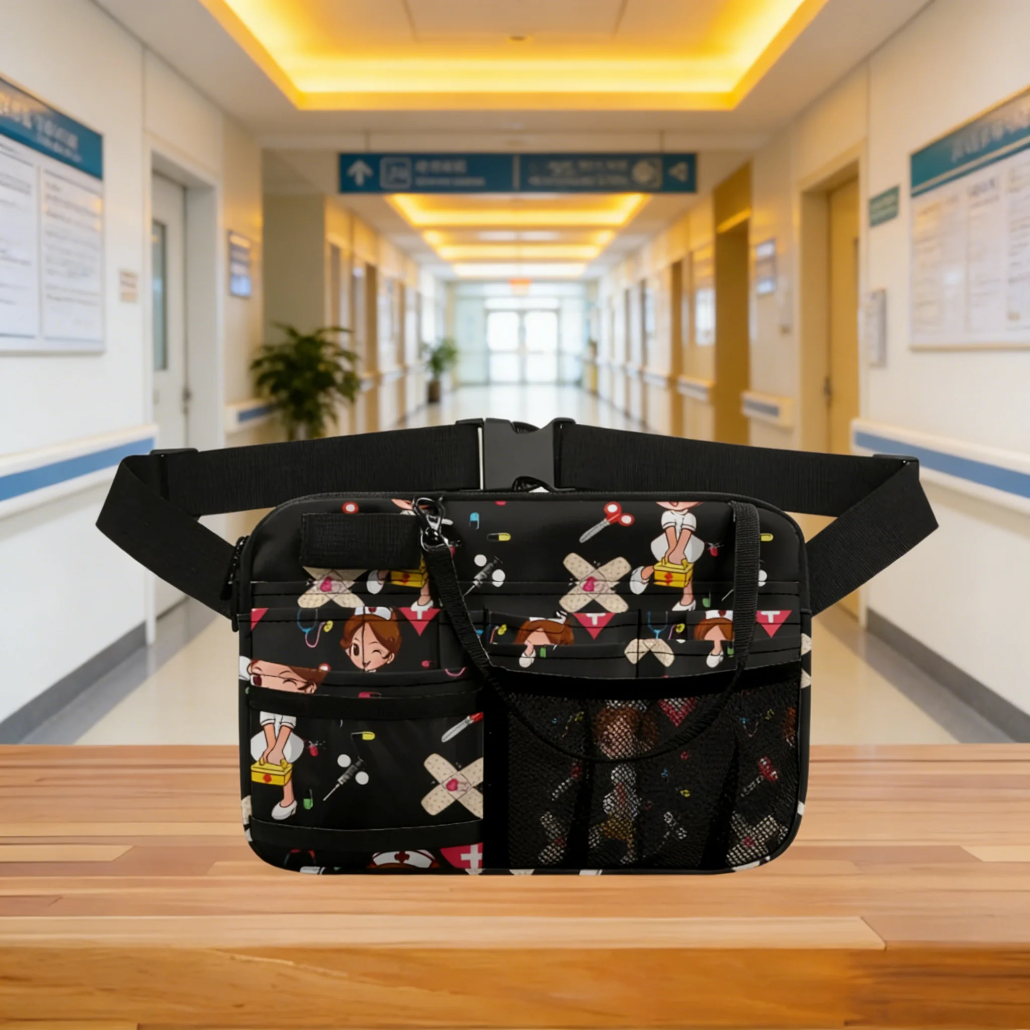 Cute Nurse Character Waist Bag, Healthcare Fanny Pack, Portable Tool Bag for Hospital