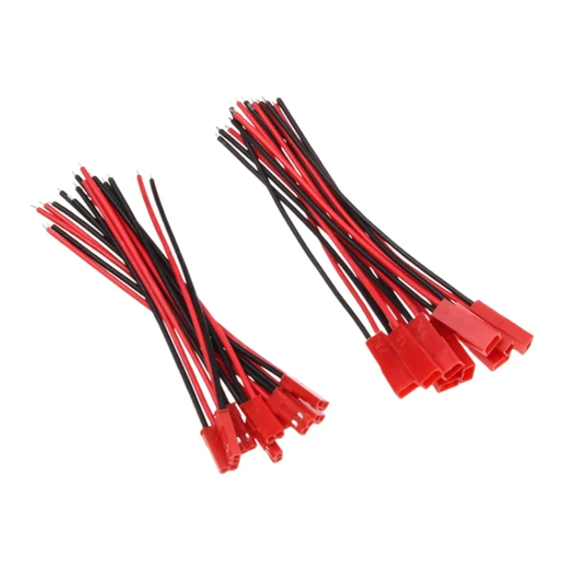 10 pares de conectores JST, conectores macho e fêmea de 2 pinos, faixa de luz LED, cabo adaptador de bateria de brinquedo RC