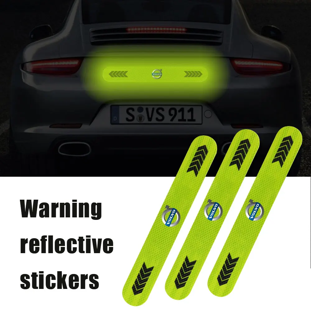 Car Rear Trunk Warning Reflective Stickers Auto Waterproof Reflective Strip For Volvo Rdesign T6 AWD C30 C70 S40 S60 S70 S80 S90