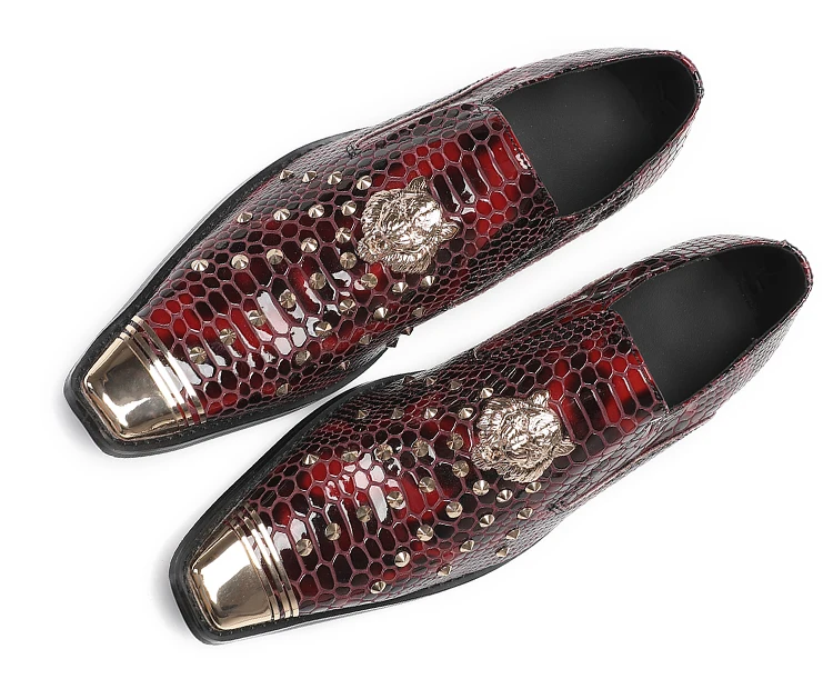 BOARD Herbst Herrenschuhe Spike Luxuriöse Persönlichkeit Bankett Niete Tigerkopf Druck Formelle Kleidung Schuhe – Detail 36