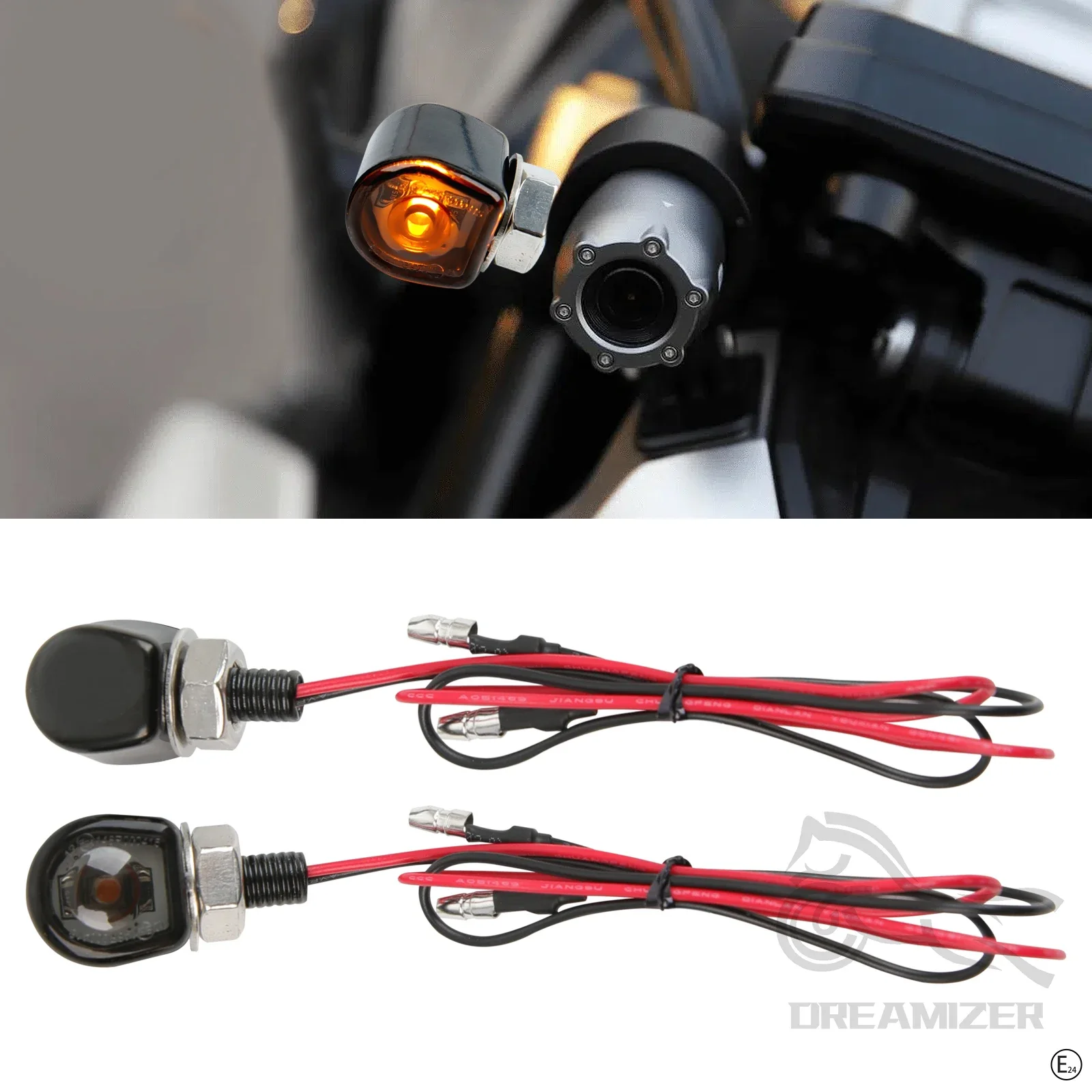 2pcs Motorcycle LED Turn Signal Light Amber M8 Mini LED Turn Signals Amber Blinker Light For Harley Honda Yamaha Kawasaki