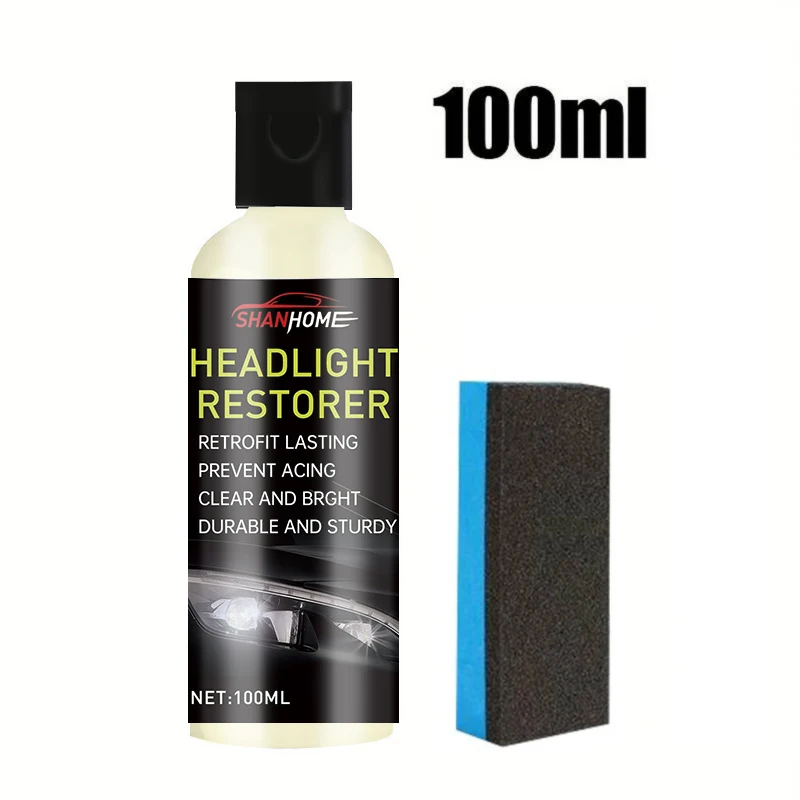 Car Headlight Refurbishment Repair Fluid, No Polishing Car Headlight Shell Aging Cleaning Agent, Lampshade Yellowing Polishing Agent Artifact