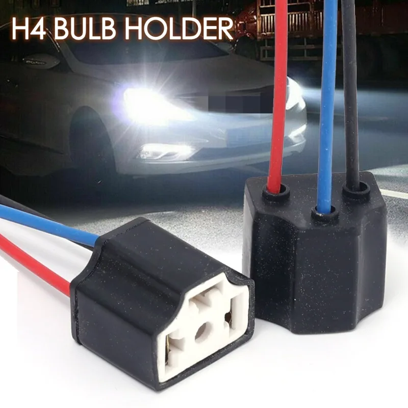 Ceramic LED H4 Headlight Socket Car Headlight Replacement Repair Bulb Holder Connector Plug Auto H4 Bulb Wire Socket 20/2pcs