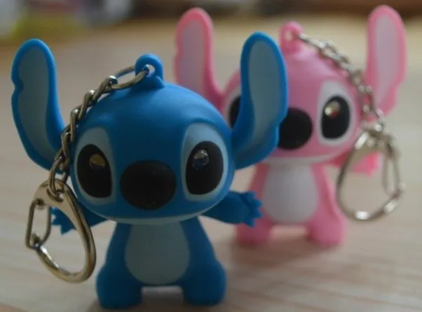 2024 New Disney Anime Stitch Delicate LED Keychain Cartoon Figure Glowing Night Light Angel Novelty Pendant Toy Children Like It