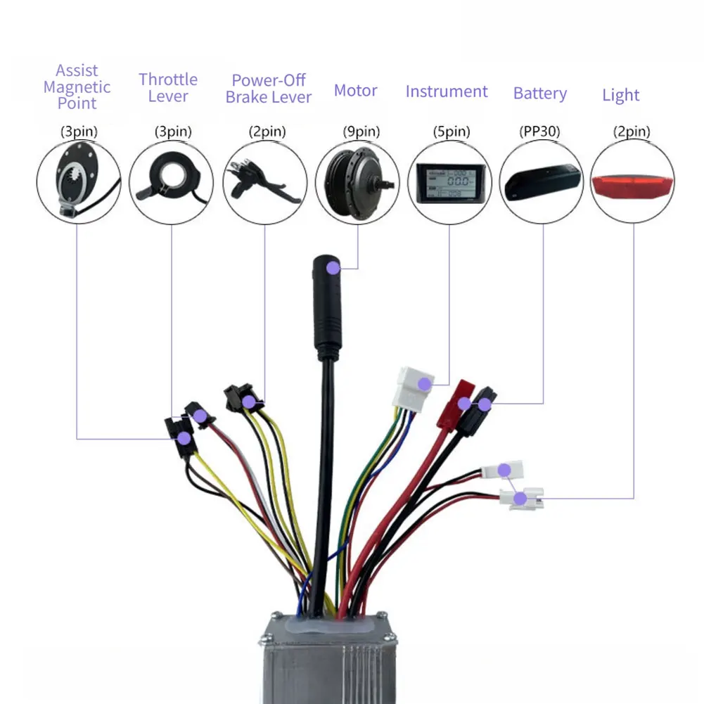 

15A прямоугольный контроллер двигателя, алюминиевый пластиковый контроллер двигателя электрического велосипеда для 250 Вт 350 Вт, велосипедный двигатель, аксессуары для велосипеда
