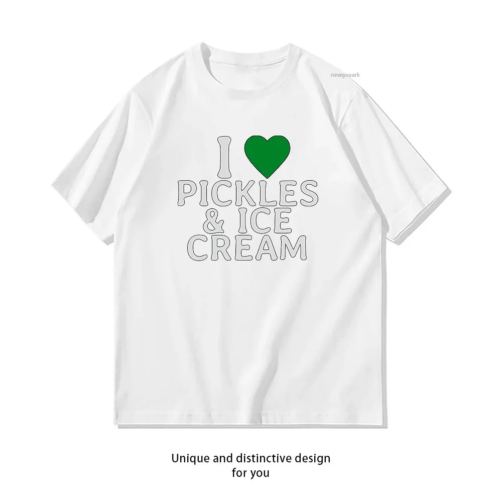 Pickles and Ice Cream Pregnancy Cravings T-shirt Summer Cotton Woman Man Graphic T Shirts Adult O-neck Breathable Tops S-3XL