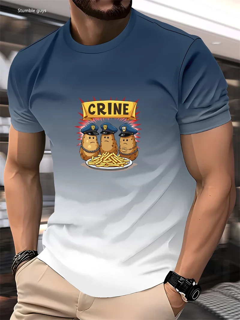 Herren-Mode T-Shirt für den Alltag Sommer Anime-Muster Locker Geschnittenes Kurzarm-Shirt Bequemes Weiches Übergroßes Jersey-Oberteil