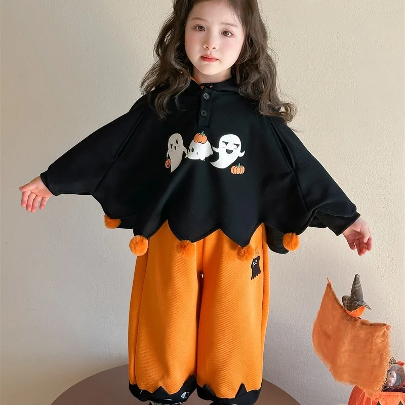 Kostum Halloween Anak-anak Set Cosplay Labu Pertunjukan Peran Pesta Ulang Tahun Pesta Dansa Pakaian Tee-piec...
