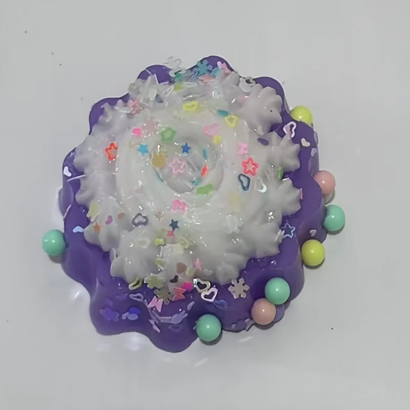 Jouet de gâteau à presser relaxant décoré de fleurs et de perles colorées