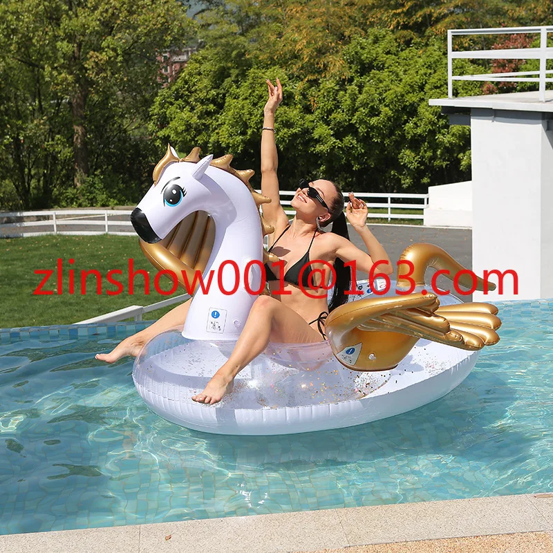 Golden Pegasus Mount Sequins Large Adult Multiplayer Floating Row Thickened Floating Bed