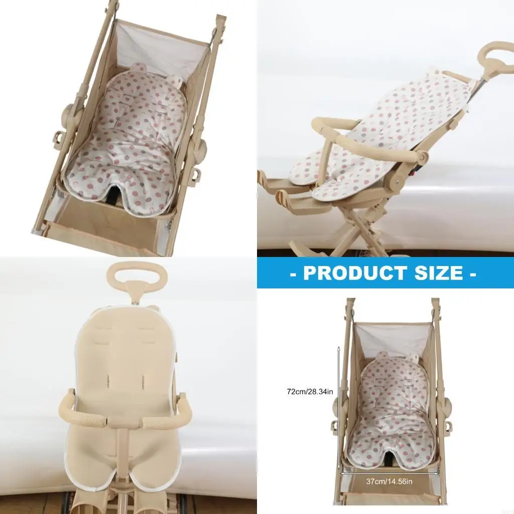 

Baby Pushchair Cushion Pad Breathable Cotton Fabric Machine Washable Design Back Support Accent For Long Rides