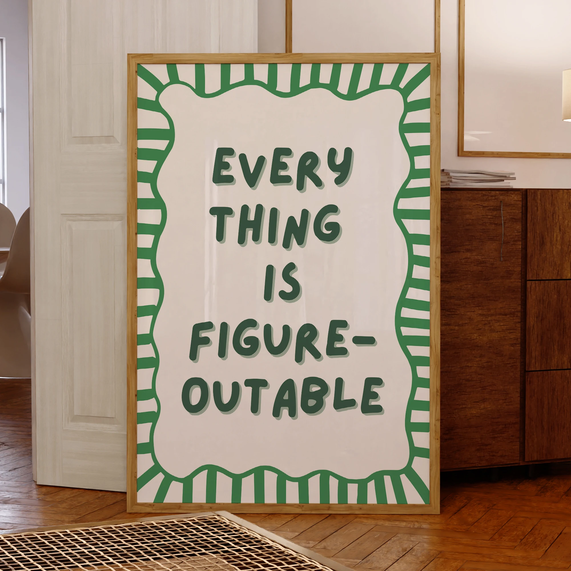 Moderne grüne Everything Is Figureoutable Wandkunstdrucke Leinwand Malerei Poster Bild für Büro Wohnzimmer Home Decor