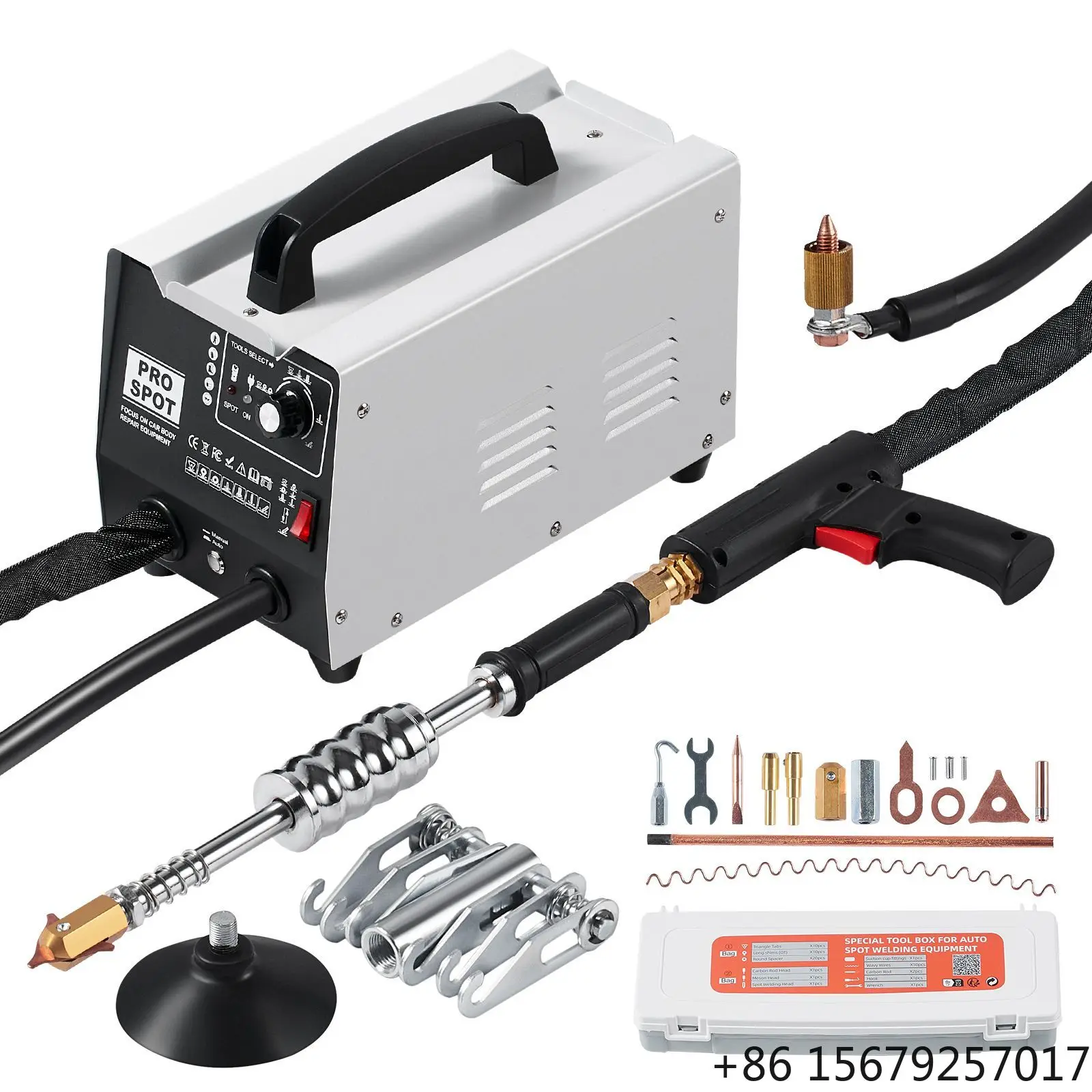 1.8KW 110V Auto/Manual Welder Dent Repair Kit 7 Versatile Modes Spot Welder for Auto Body Steel & Iron Versatile Dent Puller