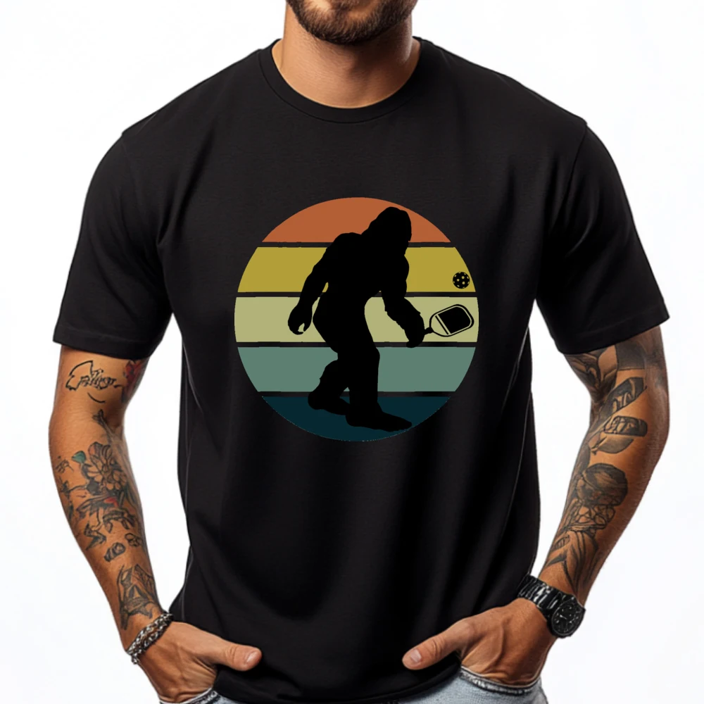 Funny Pickleball Bigfoot Playing Pickleball Sasquatch Grpahic Tee Anime Easter Sunday