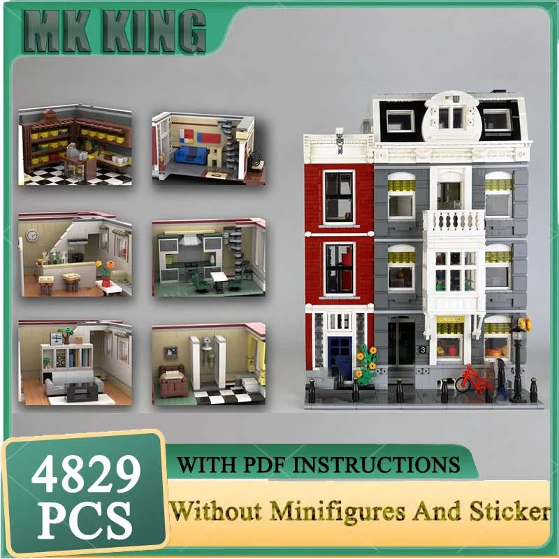 

Модель City Street View Moc Building Bricks Голландия Модель квартиры Технология Блоки Конструйон Подарок Рождественская игрушка DIY Сборка