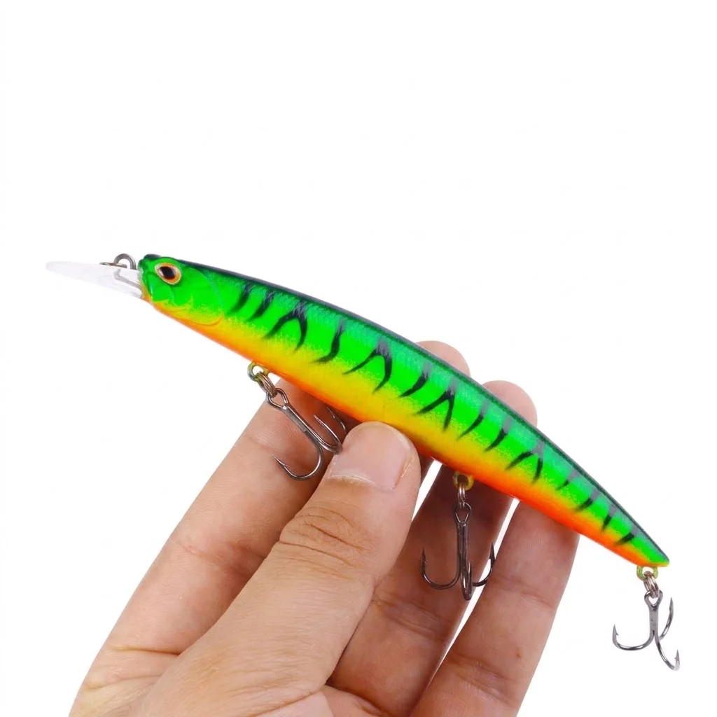 Jerkbait Minnow Angelköder 14g Schwimmender Harter Köder Künstlicher Wobbler Weitwurf-Crankbait Dreifachhaken Seebarsch Angelzubehör