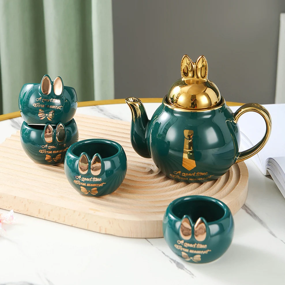 Ceramic Tea Set Light Luxury Home Tea Kettle Tea Cup Combination High Temperature Resistant Ceramic Teapot Cup Gift Set