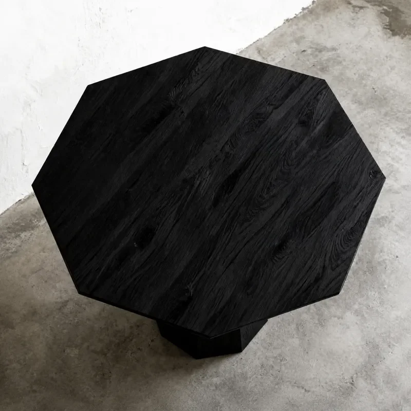 Nordic Antique Polygonal Solid Wood Dining Table Japanese Retro Style Small Apartment Household Furniture