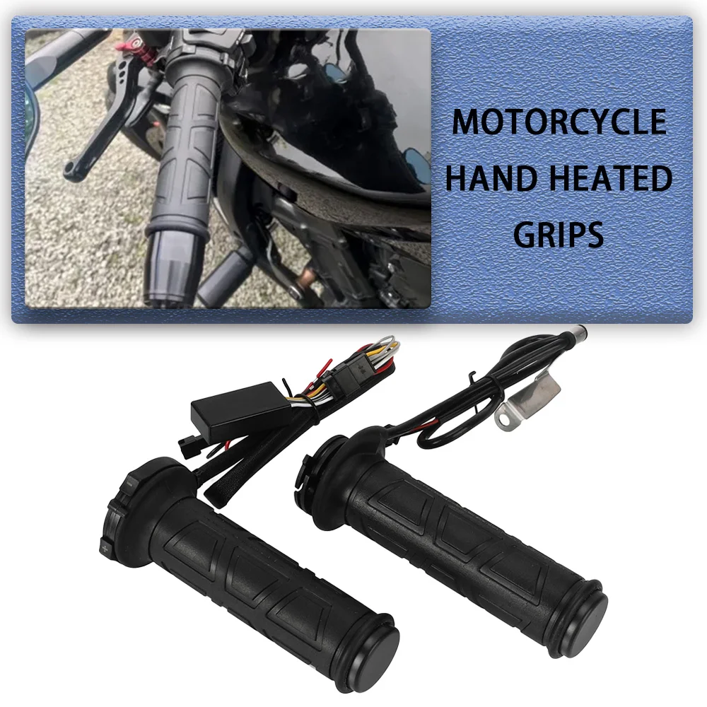 

New Universal Motorcycle 22mm Hand Heated Grips Molded Grips ATV Warmers Adjust Temperature Hot Handlebar