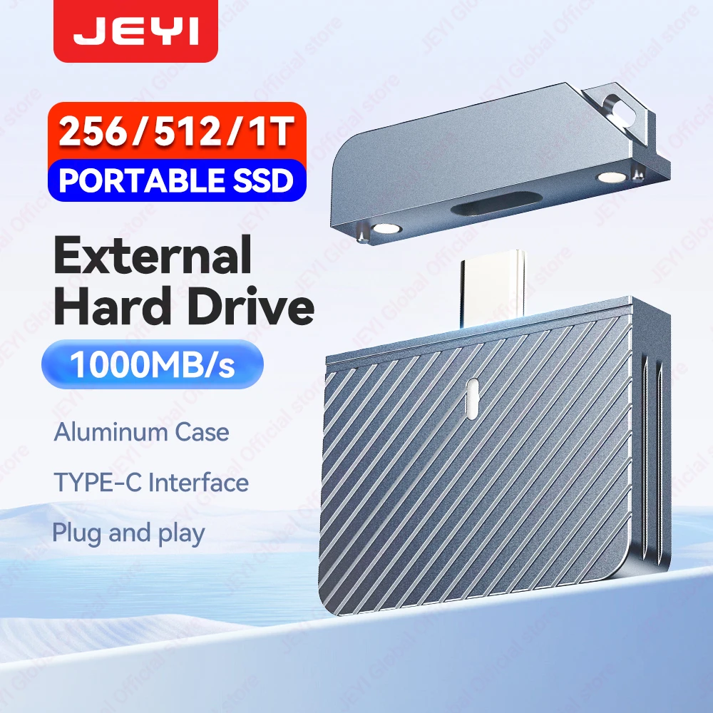 

JEYI Portable External SSD 256GB/512GB/1TB - 10Gbps Type-C All-Metal Case with Magnetic Cover 4K Video Ready for Switch/Phone/PC