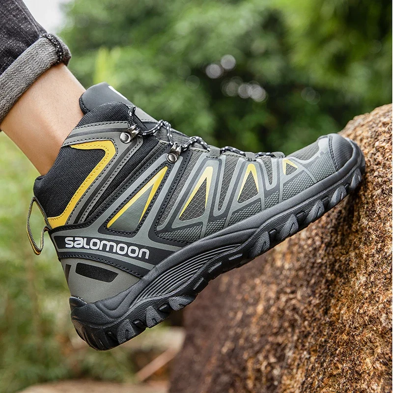 Outdoor Men Climbing Hiking Shoes Lightweight Anti Slip Waterproof Mens Boots Comfortable Hunting Trekking Camping Shoes Size 48