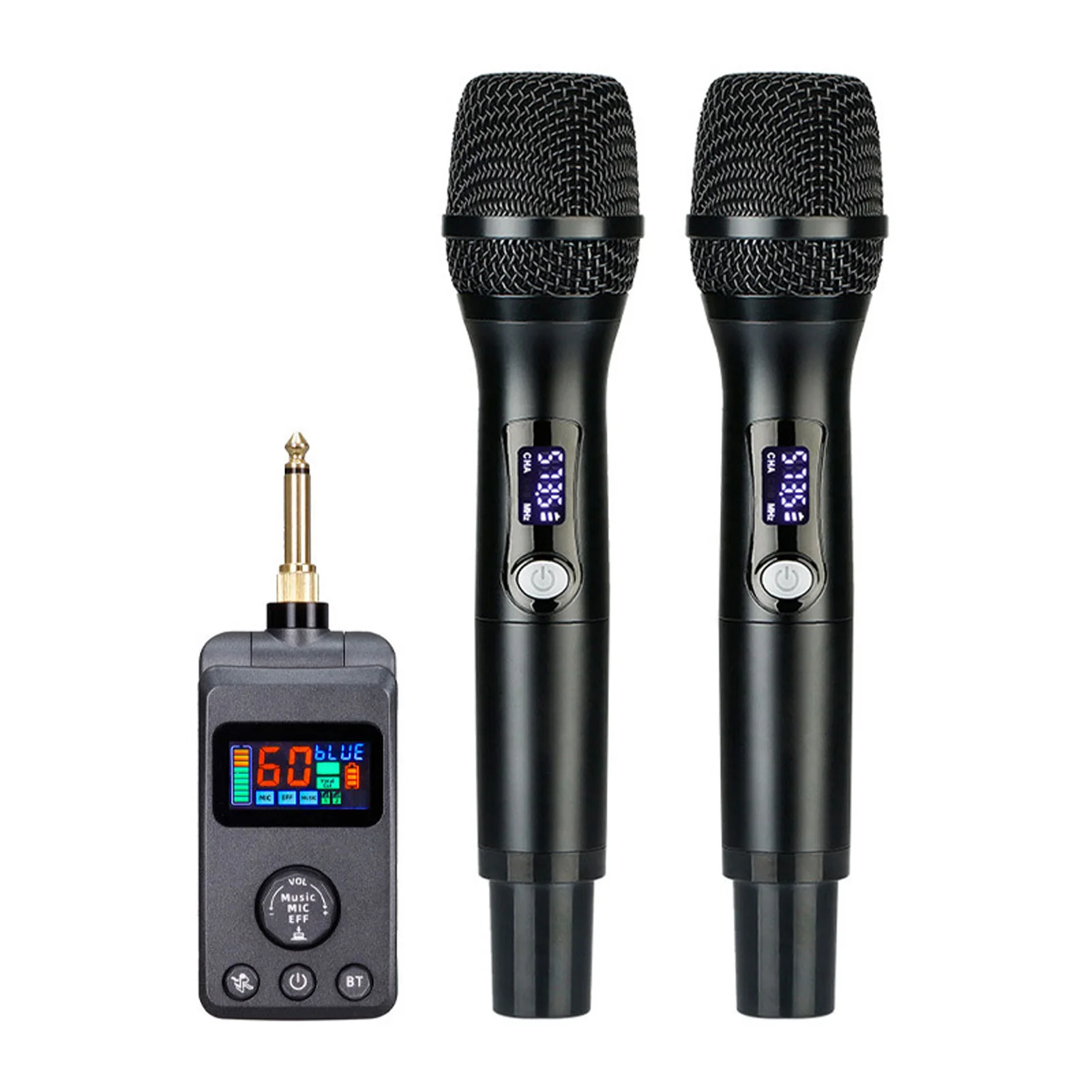 

Portable Dual Wireless Microphone UHF Dynamic DSP Handheld Cordless Microphone Rechargeable Receiver for Home KTV Singing