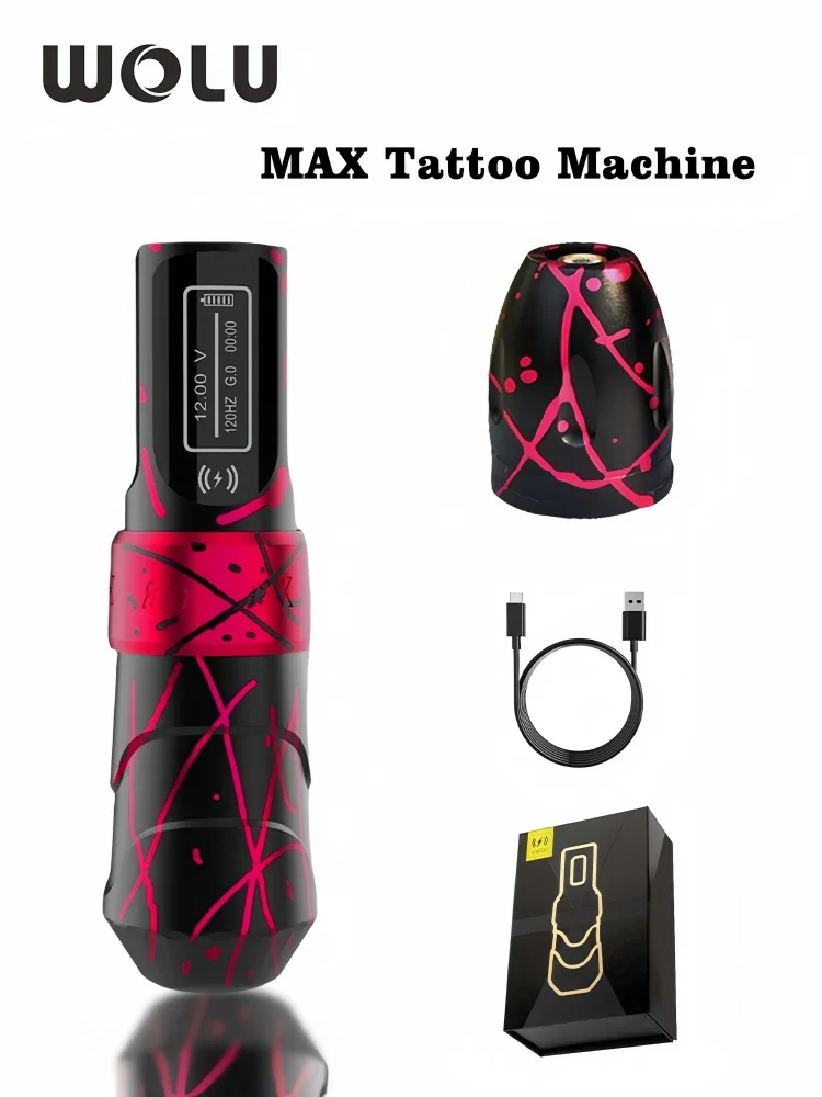 

WOLU NEW MAX Camouflage Tattoo Machine With Coreless Motor Lithium Battery And Digital LED Display Screen Suitable For Artists