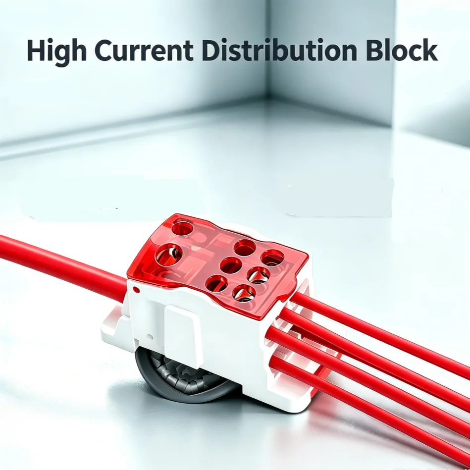 DIN Rail Mounted Single Pole High Current Distribution Terminal Block 690V Multi Port Wiring Junction Box