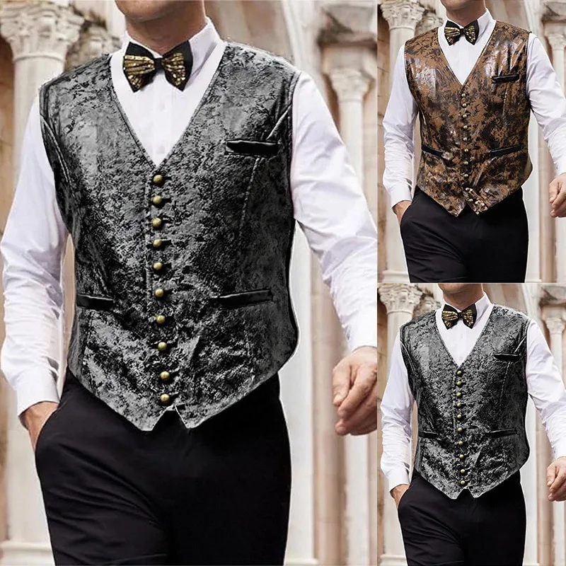 Autumn And Winter New Retro Men's Clothing Suede Single-breasted Fashion V-neck Slim-fitting Vest 2026 Spring And Summer New Pro