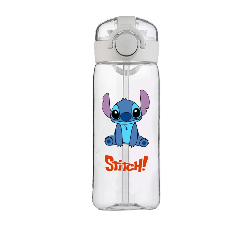 400Ml Disney Stitch Stro Water Beker Plastic Beker Draagbaar Printen Cartoon Animatie Kinderen Student Schattige Schilderij Beker Jongen Meisje