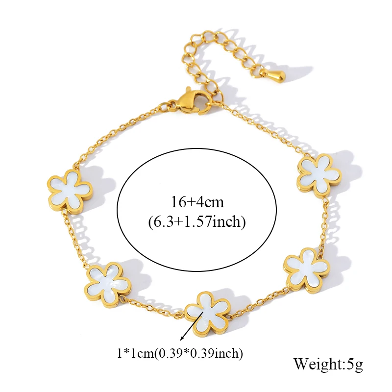 EILIECK 316L Edelstahl Weißes Blütenblatt Halskette Armband Ohrringe Set Modischer Goldfarbener Wasserdichter Schmuck Damengeschenk – Detail 7