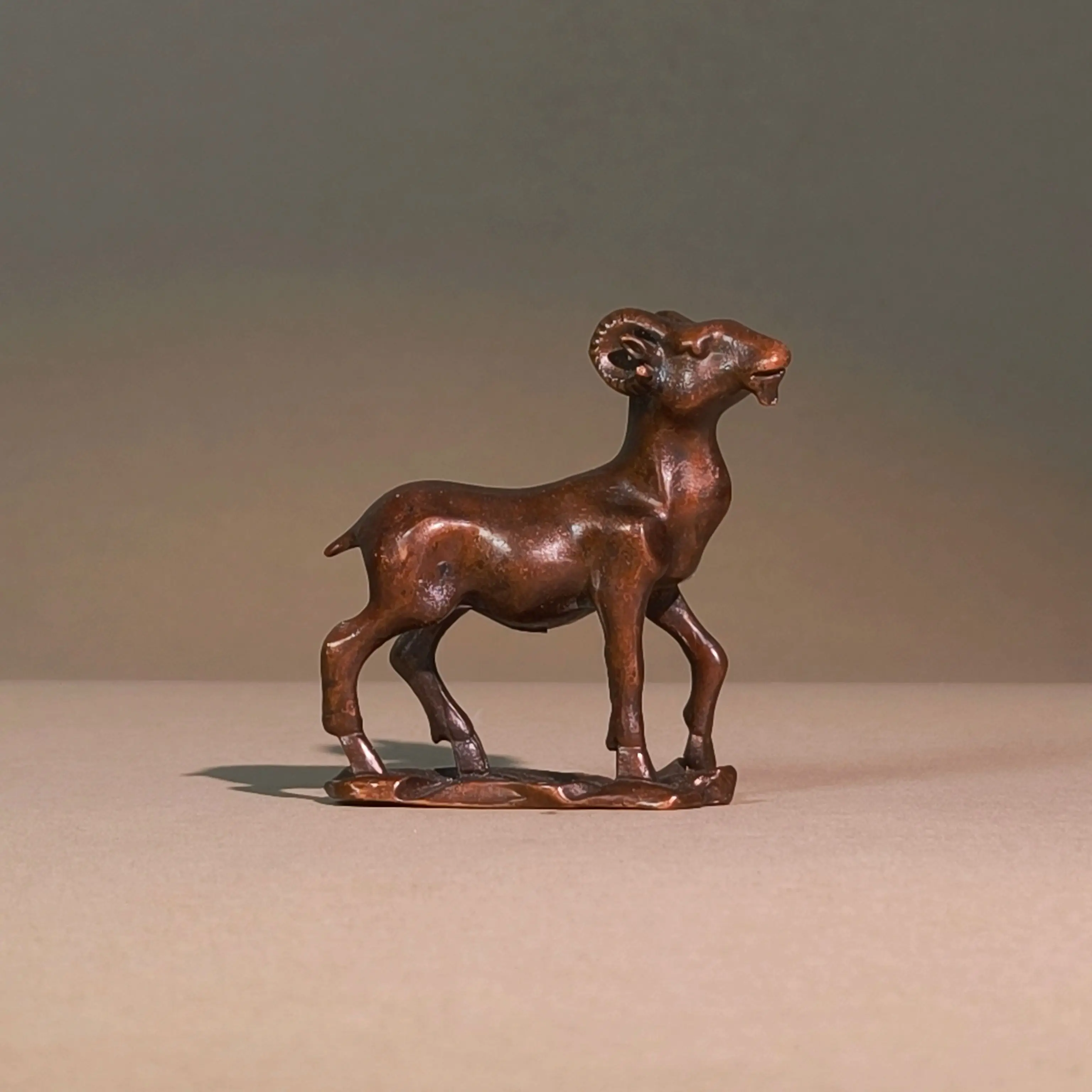 Exquisite Vintage Solid Copper Chinese Zodiac Sheep Ornament, Desktop Decor & Collectible Gift for Home