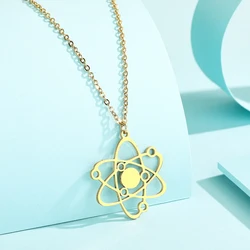 Kinitial Stainless Steel Carbon Atom Pendant Necklace For Women Planet Physics Science Jewelry Greek Necklace Gift